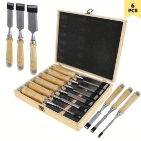 A set of 6 wooden chisel tools. Advanced woodworking carving tools. An important supplement to your toolkit. Professional qualities of carpenters. Dur