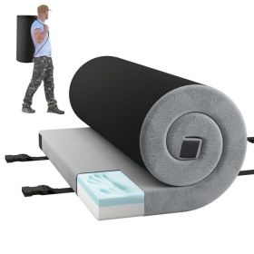 Indoor outdoor Sleeping mat with High density foam Cushion and Carrying Bag (Color: Gray)